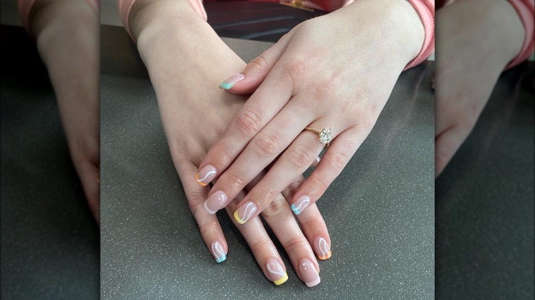 colorful french dip manicure