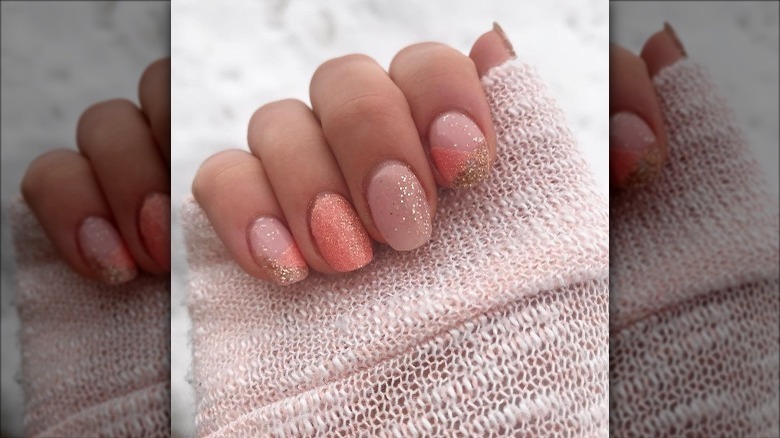 glitter pink dip powder