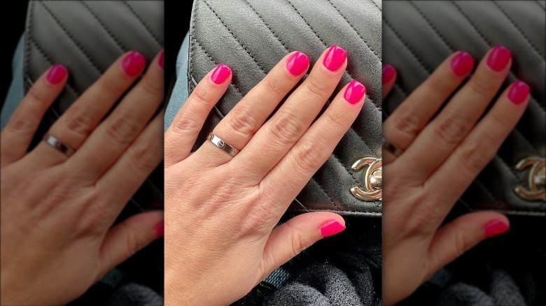 hot pink dip powder manicure