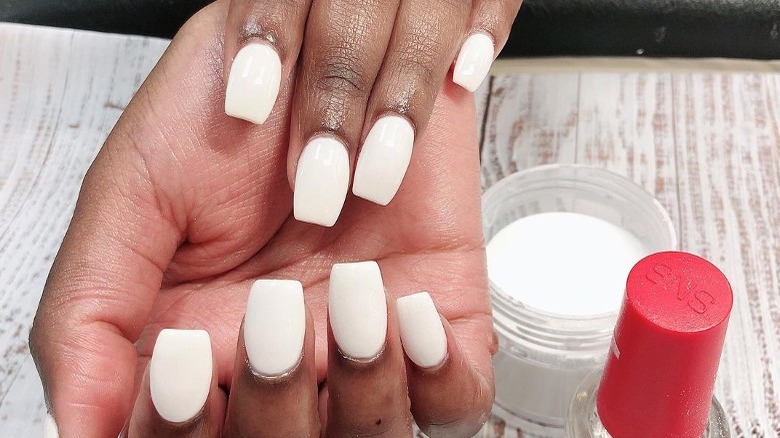 white dip powder manicure
