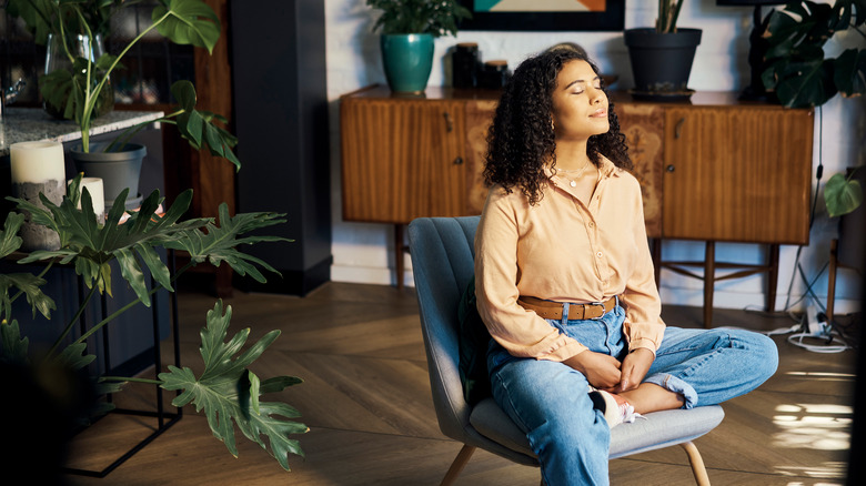 Woman practicing mindfulness