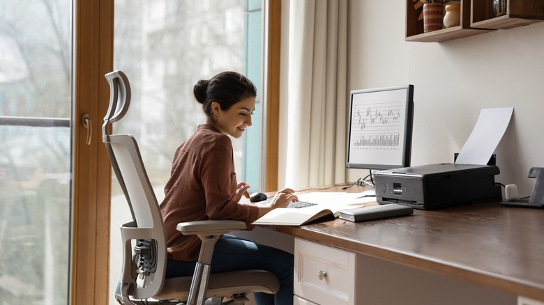 Focused woman at desk