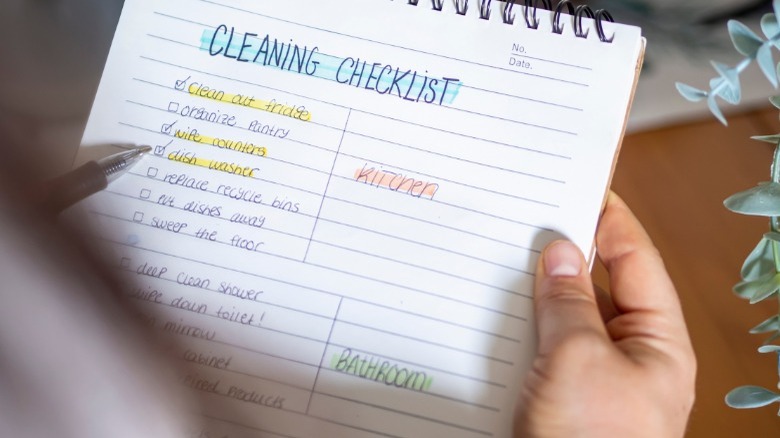 Cleaning checklist