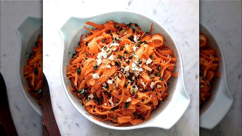 Shredded carrot salad in bowl