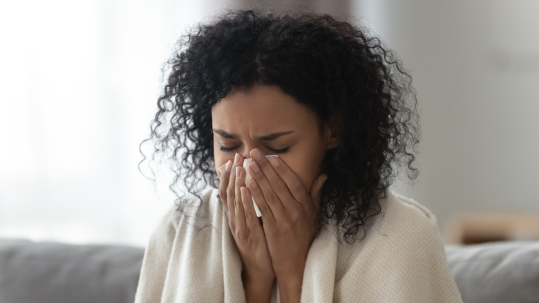 Woman with stuffy nose