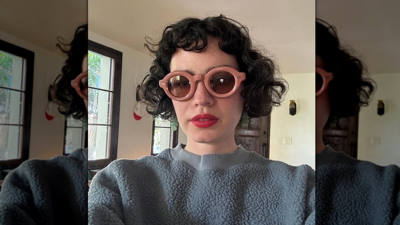 Woman with curly dolly bob