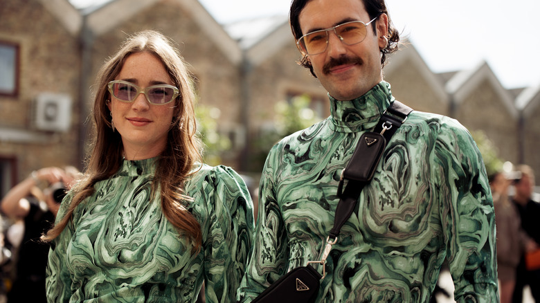 Couple in matching outfits