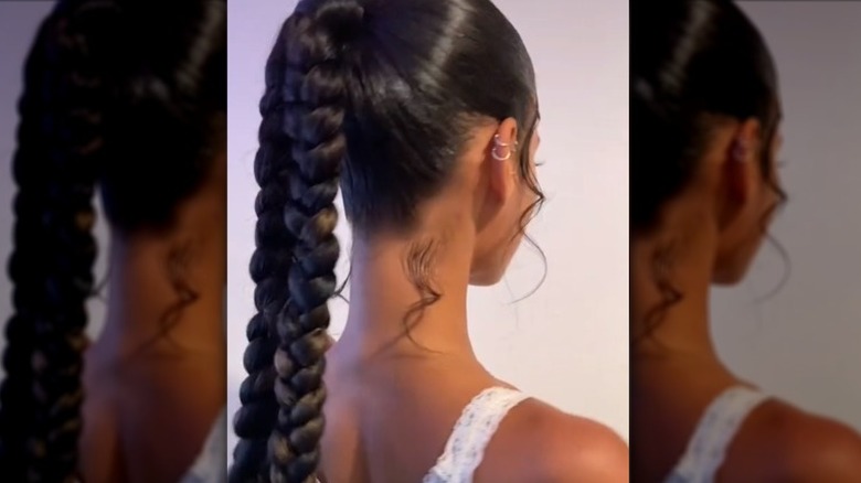 split-braid ponytail