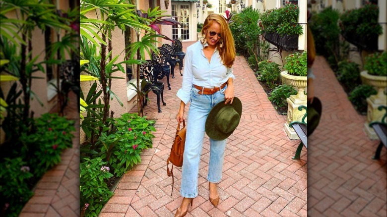 faded double denim look