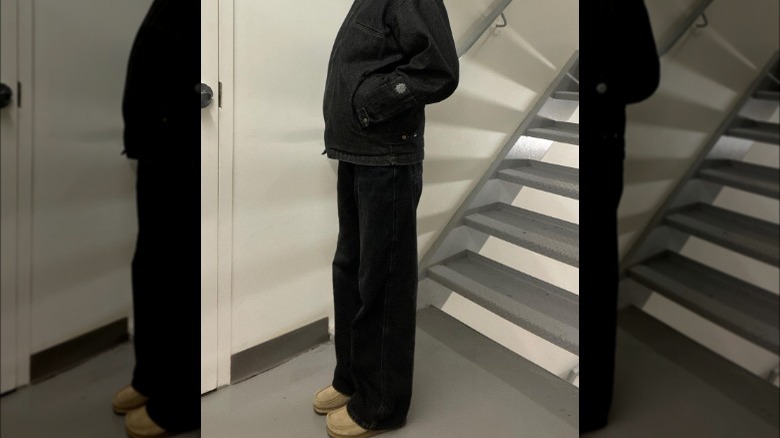 black double denim look