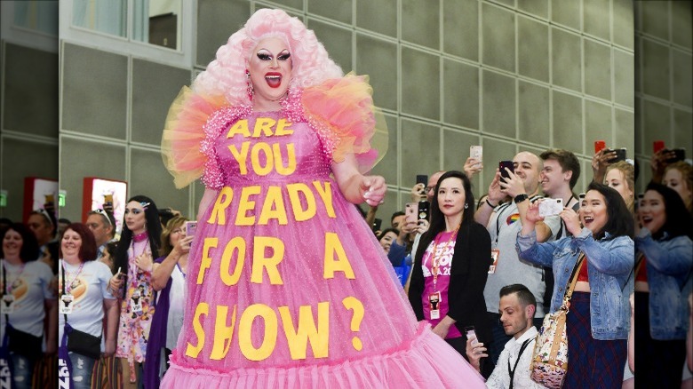 Nina West in a statement dress