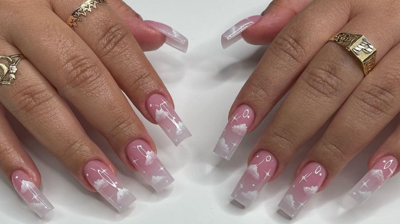 pink and white cloud nails