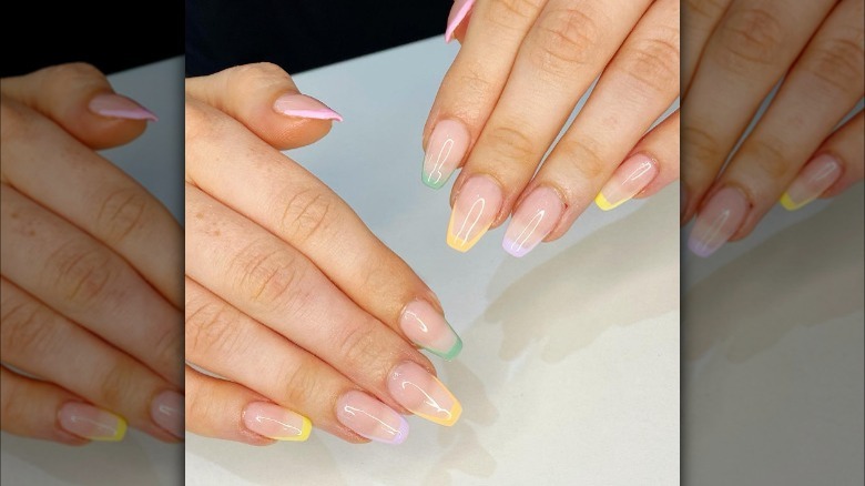 Geometric pastel French manicure