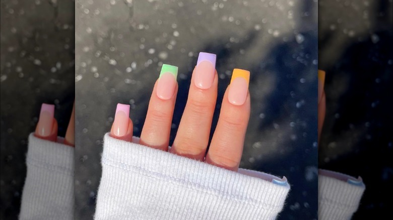 Square pastel French manicure