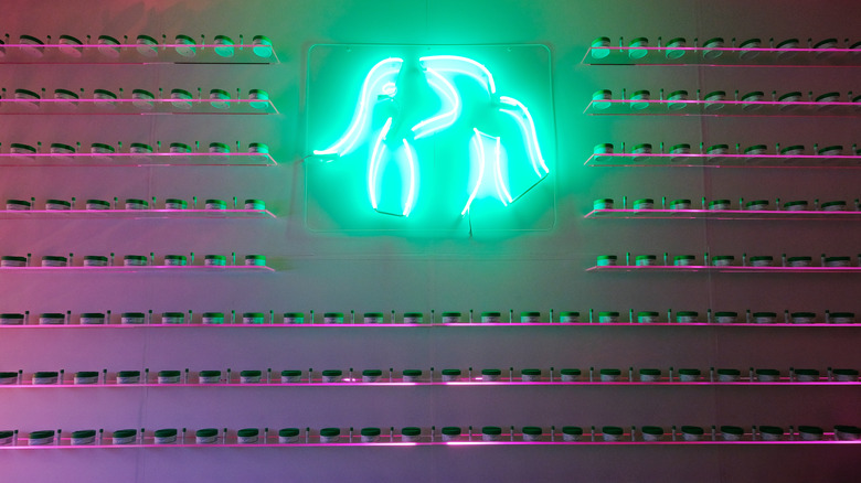 View of product on display during the launch of Drunk Elephant's Slaai Makeup-Melting Butter Cleanser