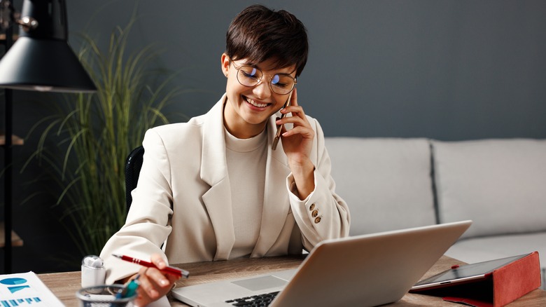 woman talking on phone
