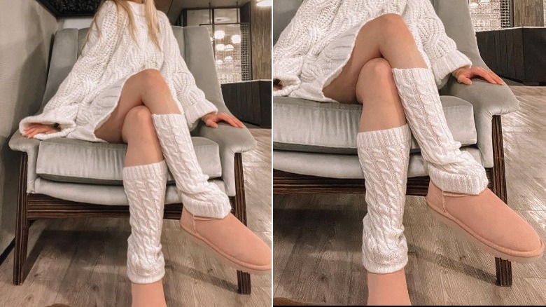 Woman models soft boots 