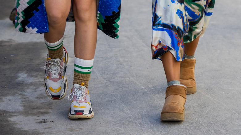 comfortable tennis shoes and UGG boots