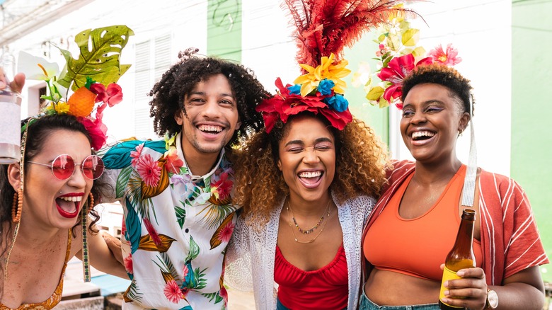 Four friends laughing