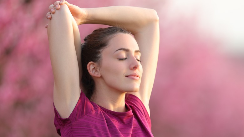 Woman outdoors enjoying herself