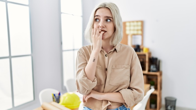 Woman looking nervous