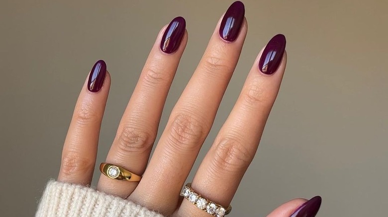 dark purple gel polish manicure