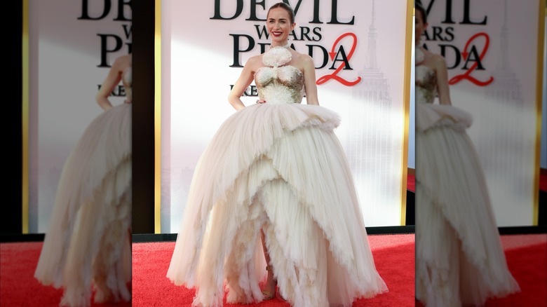Emily Blunt at the "Devil Wears Prada 2" premiere red carpet event.