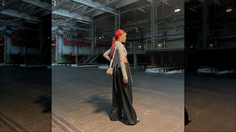 Woman wearing low-rise pants