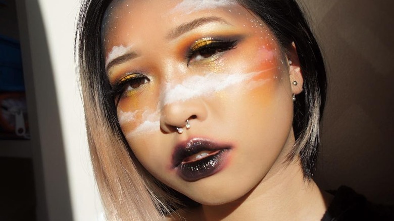 person with smudged lipstick