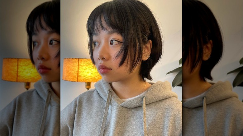 A cub haircut with wispy bangs