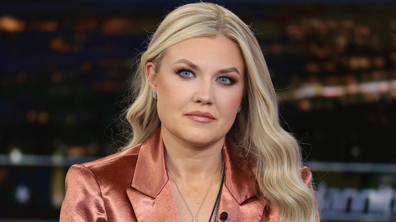 Erika Kirk wearing a peach blazer