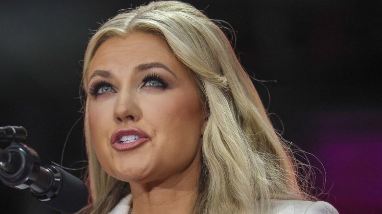 Erika Kirk speaks to the audience at Charlie Kirk's memorial service