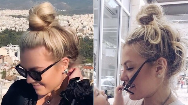 Erika Kirk wearing top-knot hairstyles