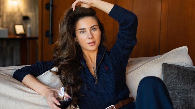 Woman with long espresso hair