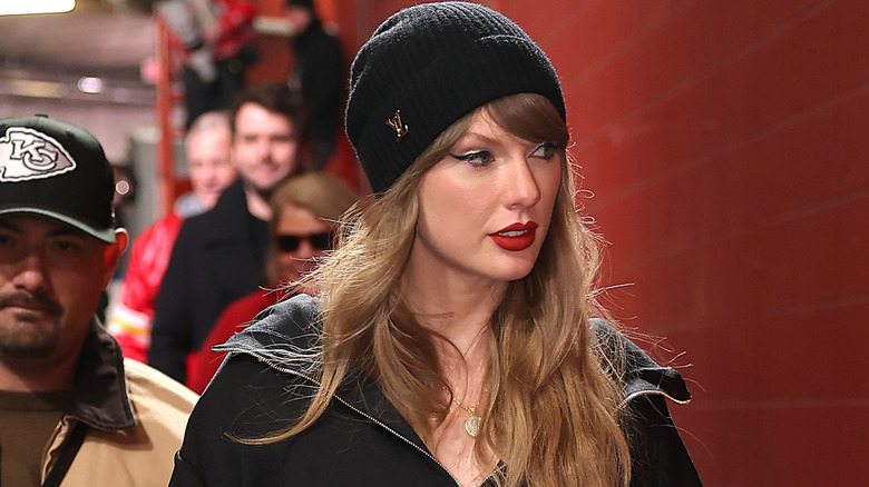 Taylor Swift in Louis Vuitton at a Chiefs game