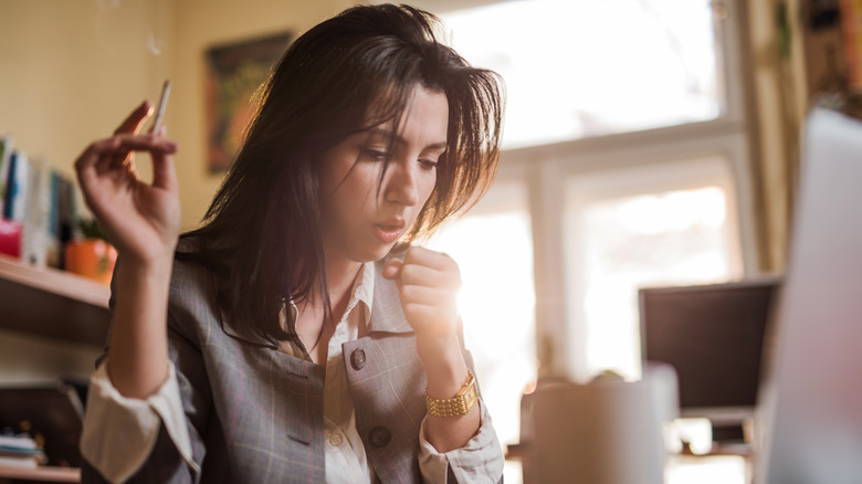 A woman smoking