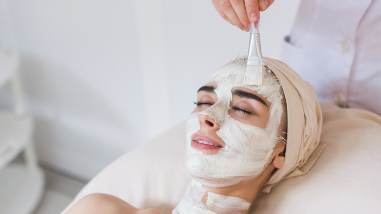 Woman getting a facial