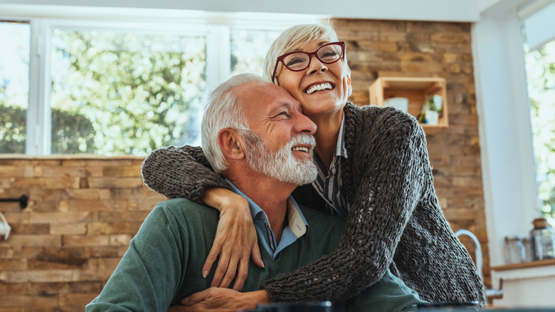 Mature couple hugging 