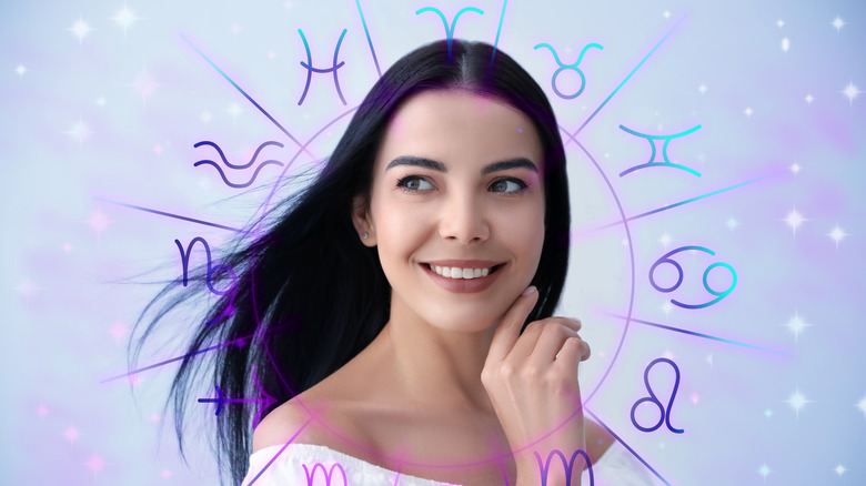 woman with zodiac symbols