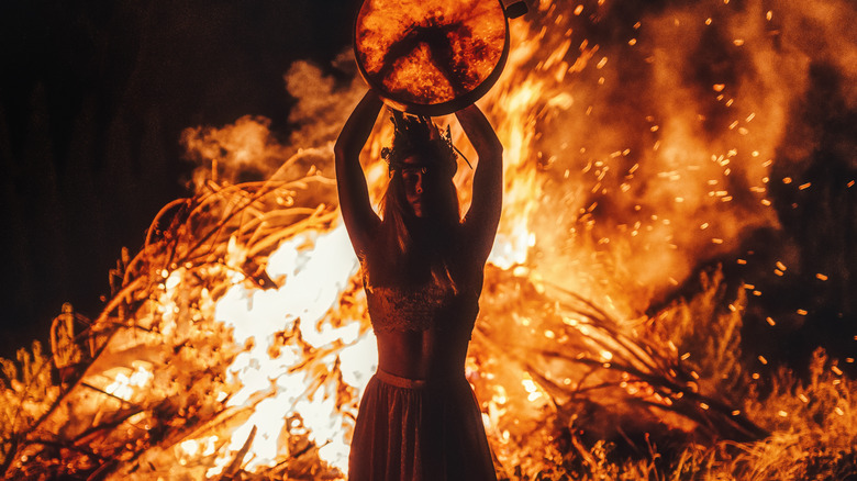 woman basking in nature