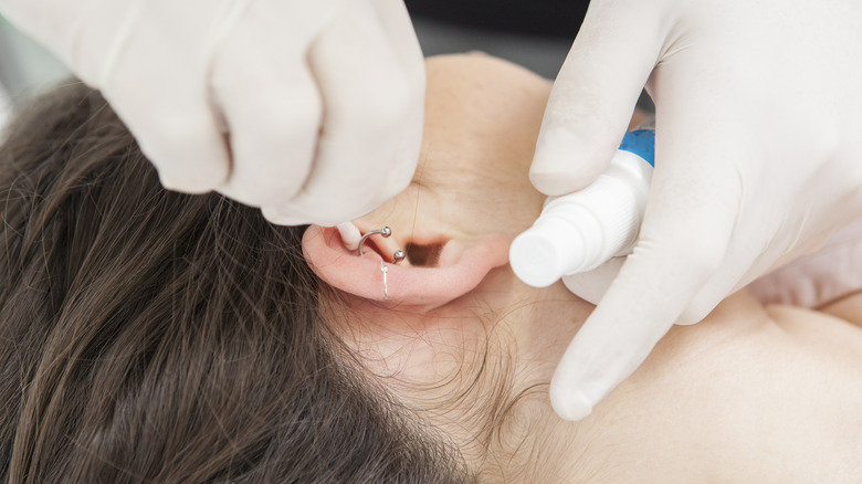 cleaning an ear piercing