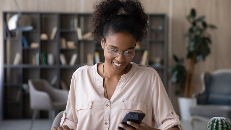 Woman looking at her phone