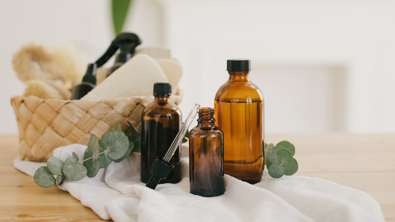 Beauty products on table