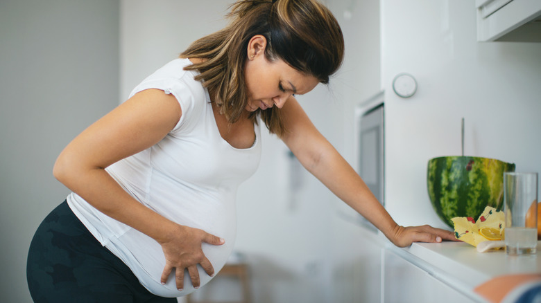 A very pregnant woman