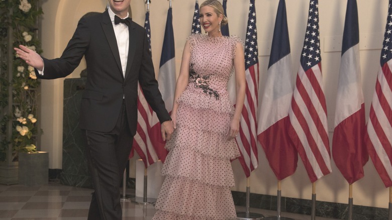 Ivanka Trump in an overbearing pink tulle dress with black polka dots