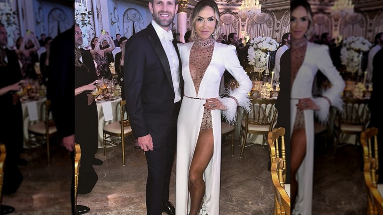 Lara Trump in an ill-fitting white dress at a 2023 New Years Eve Party