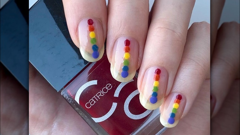 Pride nails rainbow dots
