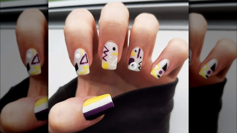 Nonbinary flag nails