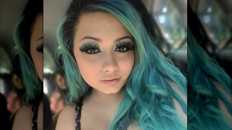 Woman with extra-large lashes