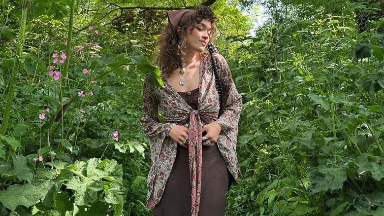 Bell sleeve top and a long skirt 